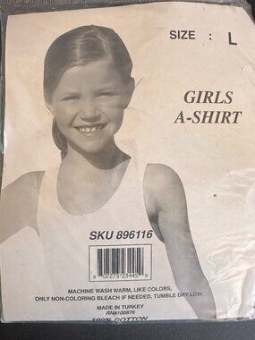 Girls Size Large L Aqua Blue A-Shirt Tank Top Light Turquoise Ribbed Layering